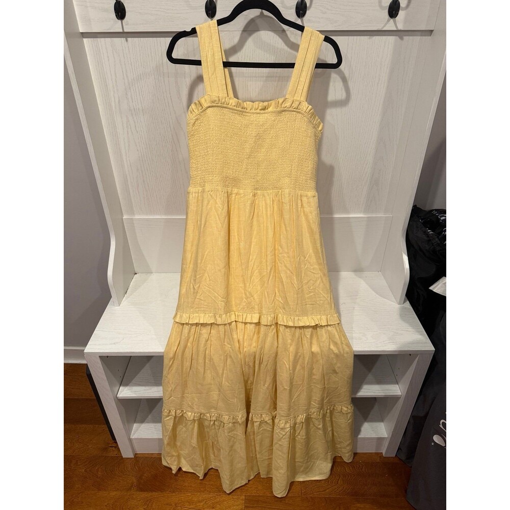 Express yellow smocked maxi dress size medium NEW NWT